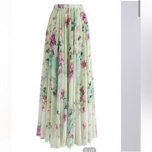 Floral and Frill Maxi Skirt